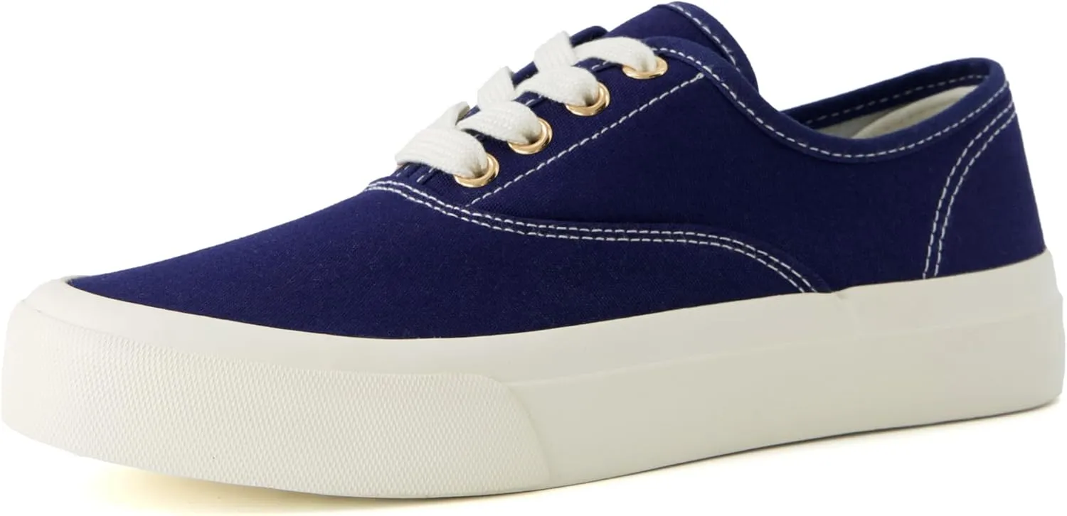 CUSHIONAIRE Womens Freshman Canvas Lace-Up Sneaker with Memory Foam, Wide Widths Available | Casual Walking Shoes, Lightweight & Comfortable
