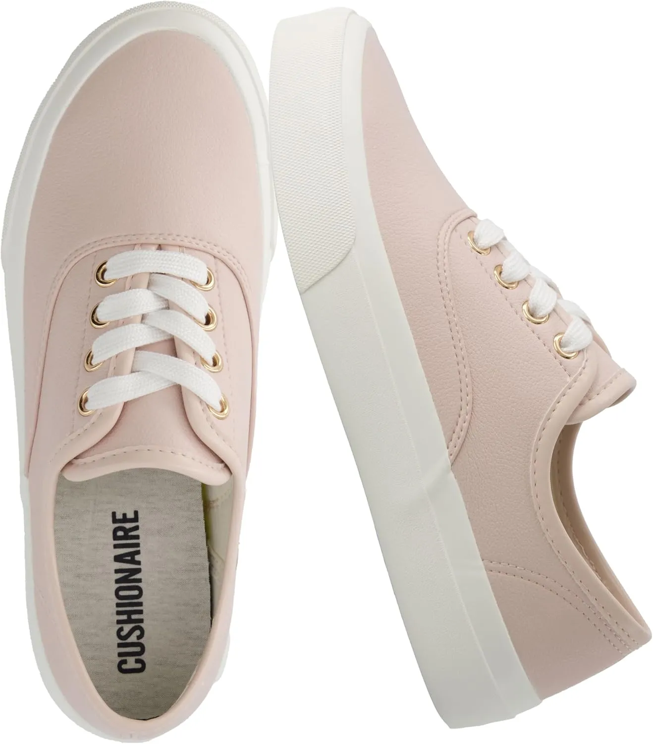 CUSHIONAIRE Womens Freshman Canvas Lace-Up Sneaker with Memory Foam, Wide Widths Available | Casual Walking Shoes, Lightweight & Comfortable