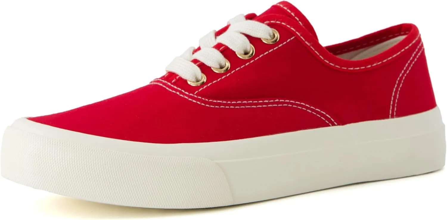 CUSHIONAIRE Womens Freshman Canvas Lace-Up Sneaker with Memory Foam, Wide Widths Available | Casual Walking Shoes, Lightweight & Comfortable