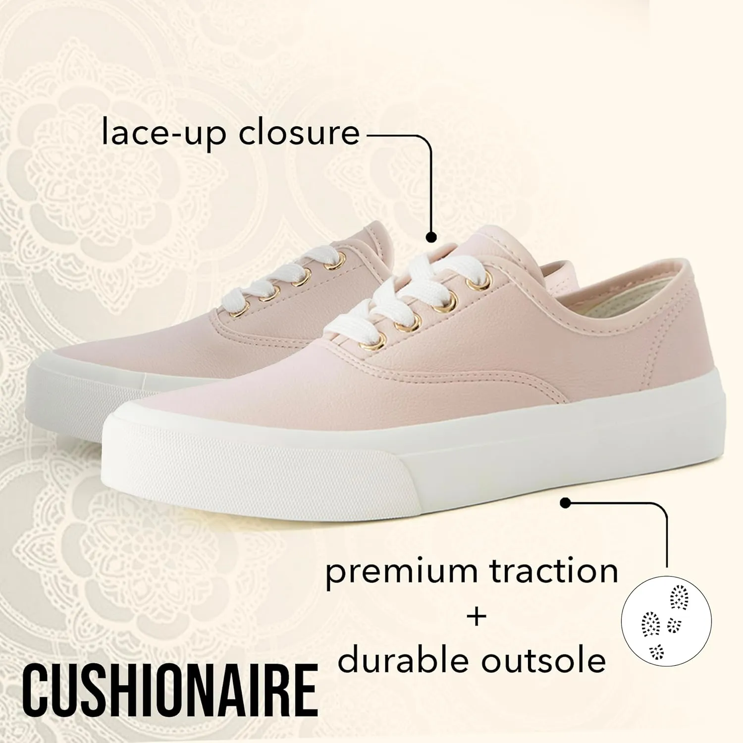 CUSHIONAIRE Womens Freshman Canvas Lace-Up Sneaker with Memory Foam, Wide Widths Available | Casual Walking Shoes, Lightweight & Comfortable