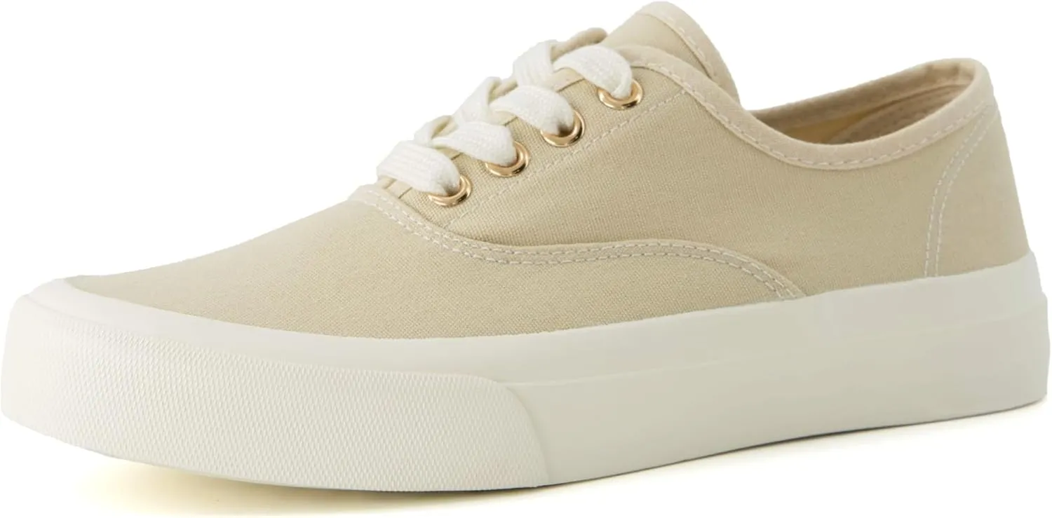 CUSHIONAIRE Womens Freshman Canvas Lace-Up Sneaker with Memory Foam, Wide Widths Available | Casual Walking Shoes, Lightweight & Comfortable