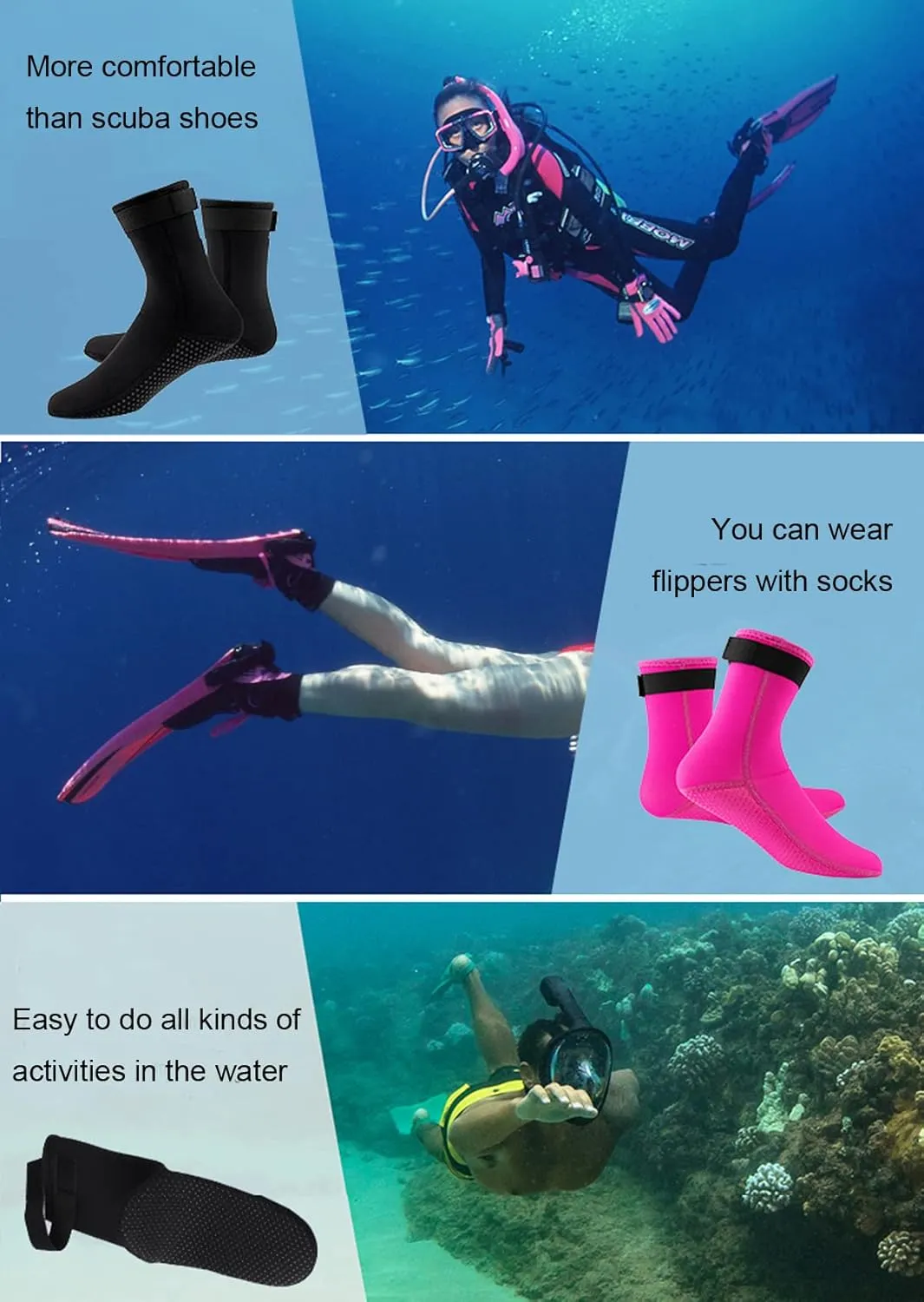 Diving Socks, 3MM Neoprene Socks Surf Booties Dive Booties Dive Boots