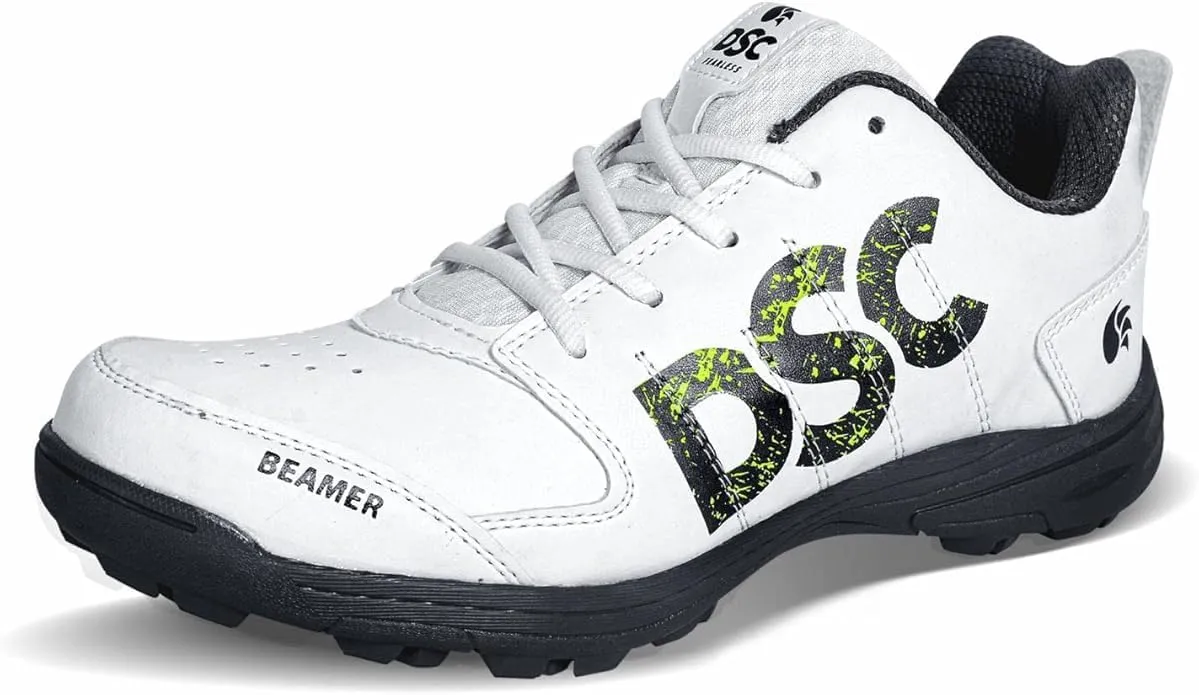 DSC Men's Beamer Cricket ShoesDSC Beamer Cricket Shoes Size 8 UK (Fluro Yellow-White), Beamer-Fluro Yellow-White-8
