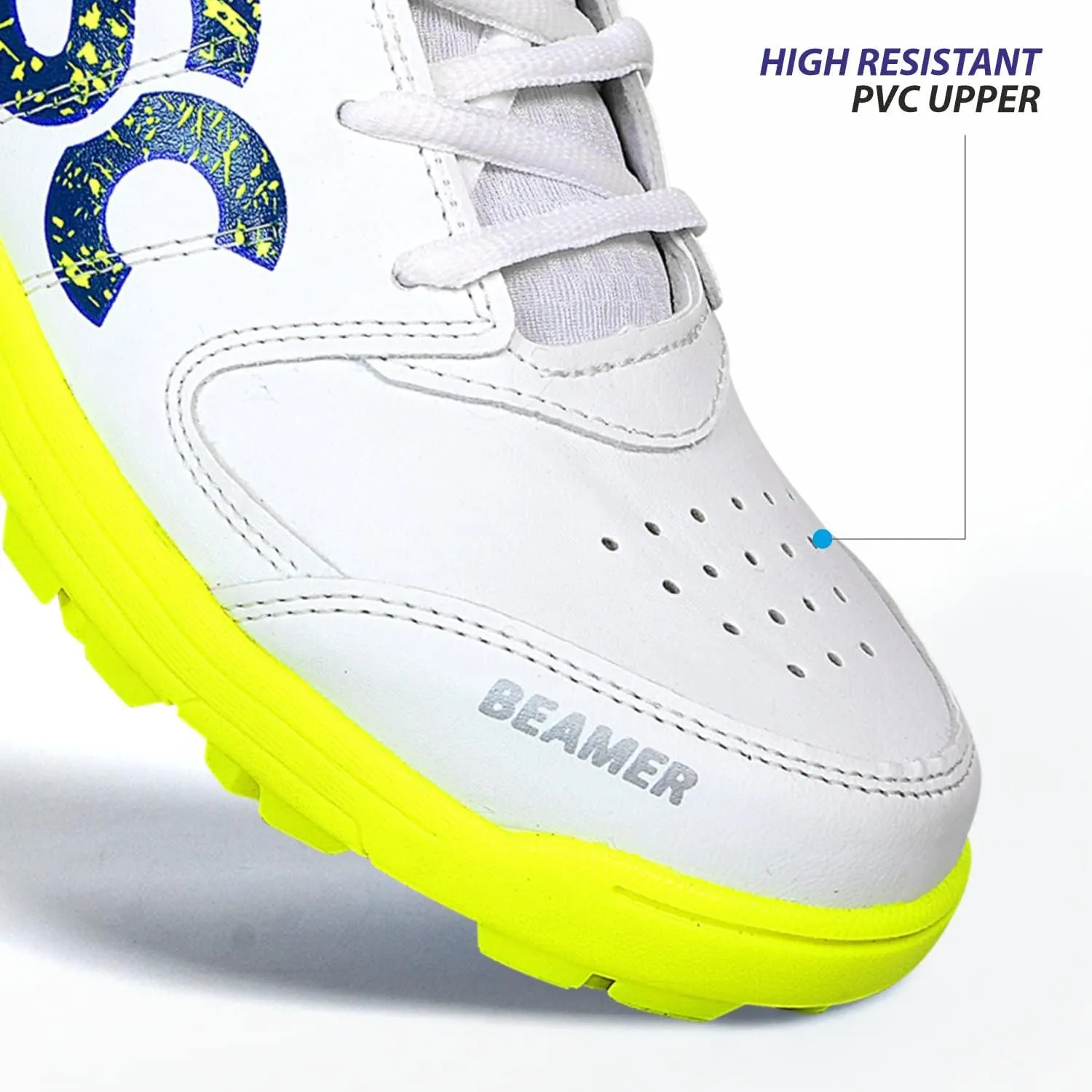 DSC Men's Beamer Cricket ShoesDSC Beamer Cricket Shoes Size 8 UK (Fluro Yellow-White), Beamer-Fluro Yellow-White-8