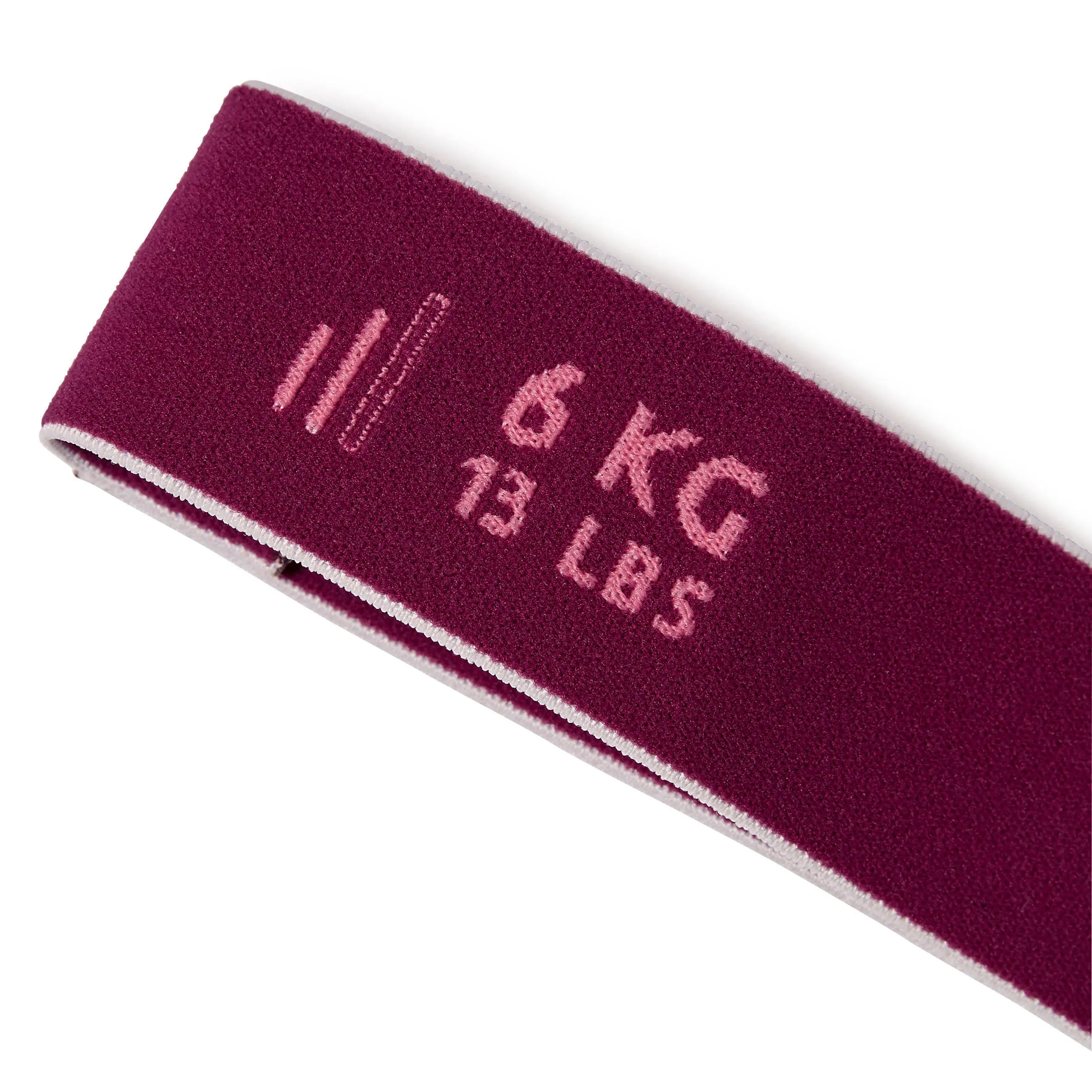 Elastic band/resistance band 6 kg textile elastic - burgundy DOMYOS purple/light pink