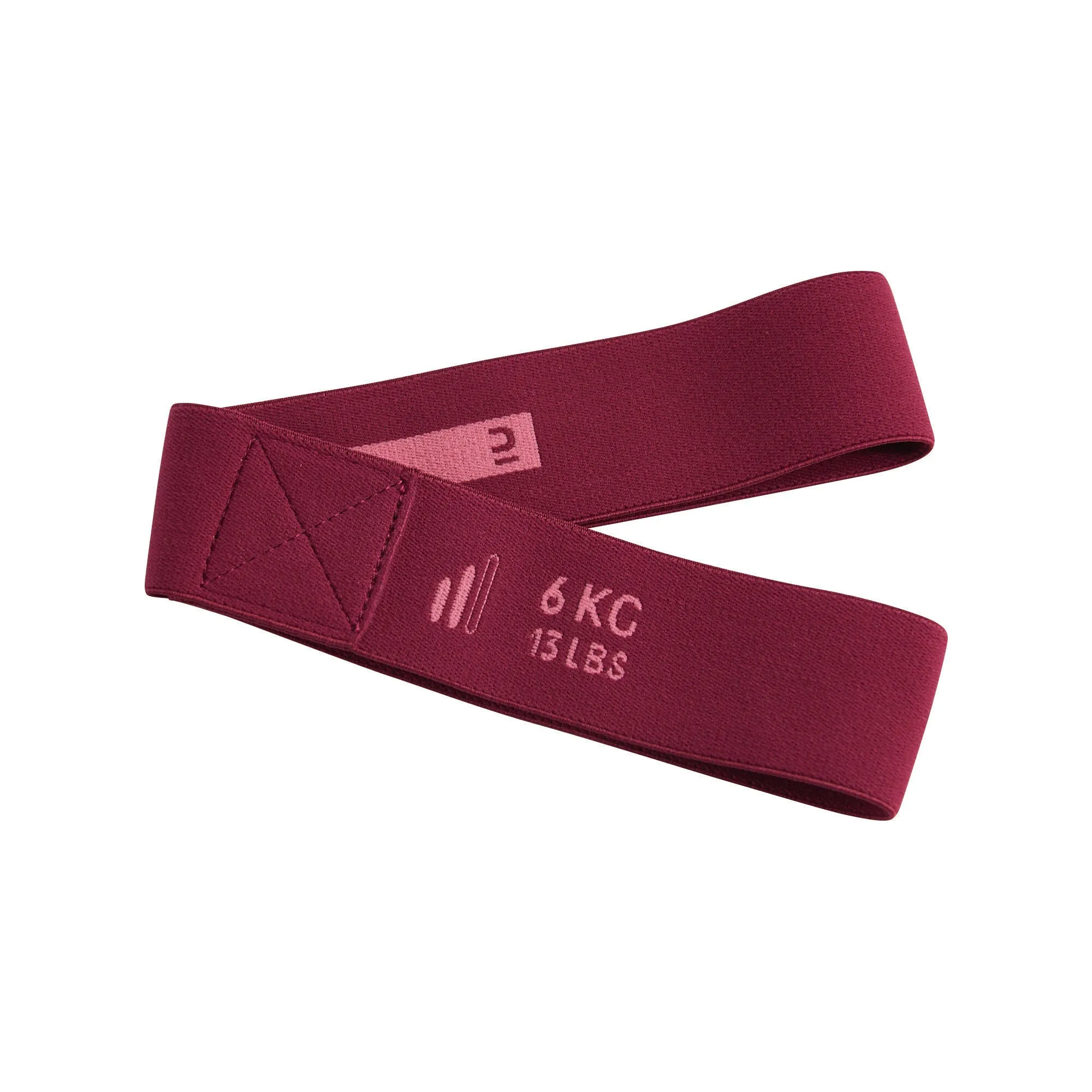 Elastic band/resistance band 6 kg textile elastic - burgundy DOMYOS purple/light pink