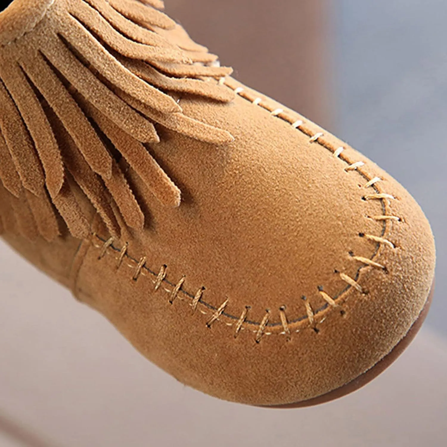 EnJoCho Boots for Kids 12M-6Years Little Girls Tassel Suede Ankle Boots Side Zipper Short Booties Winter Snow Boot
