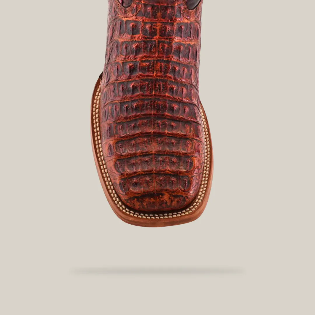 Exotic Caiman Horn Back - Smoke Cogñac- Square Toe