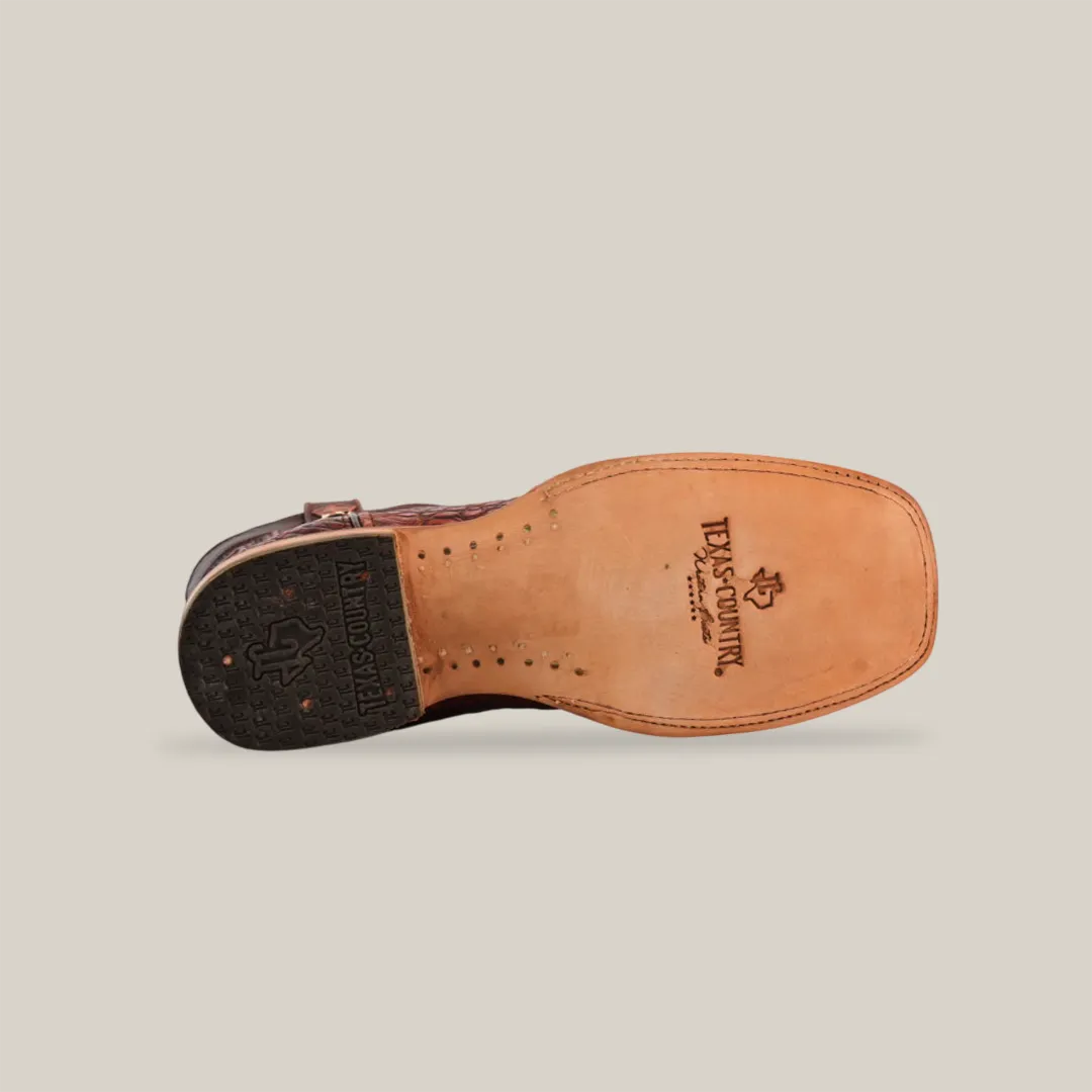 Exotic Caiman Horn Back - Smoke Cogñac- Square Toe