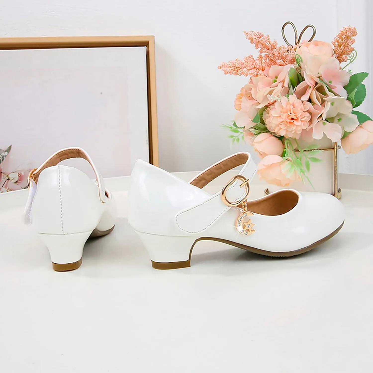 Girls High Heeled Shoes Princess Shoes Primary School Students Single Shoes Children Leather Shoes Girls Sandals