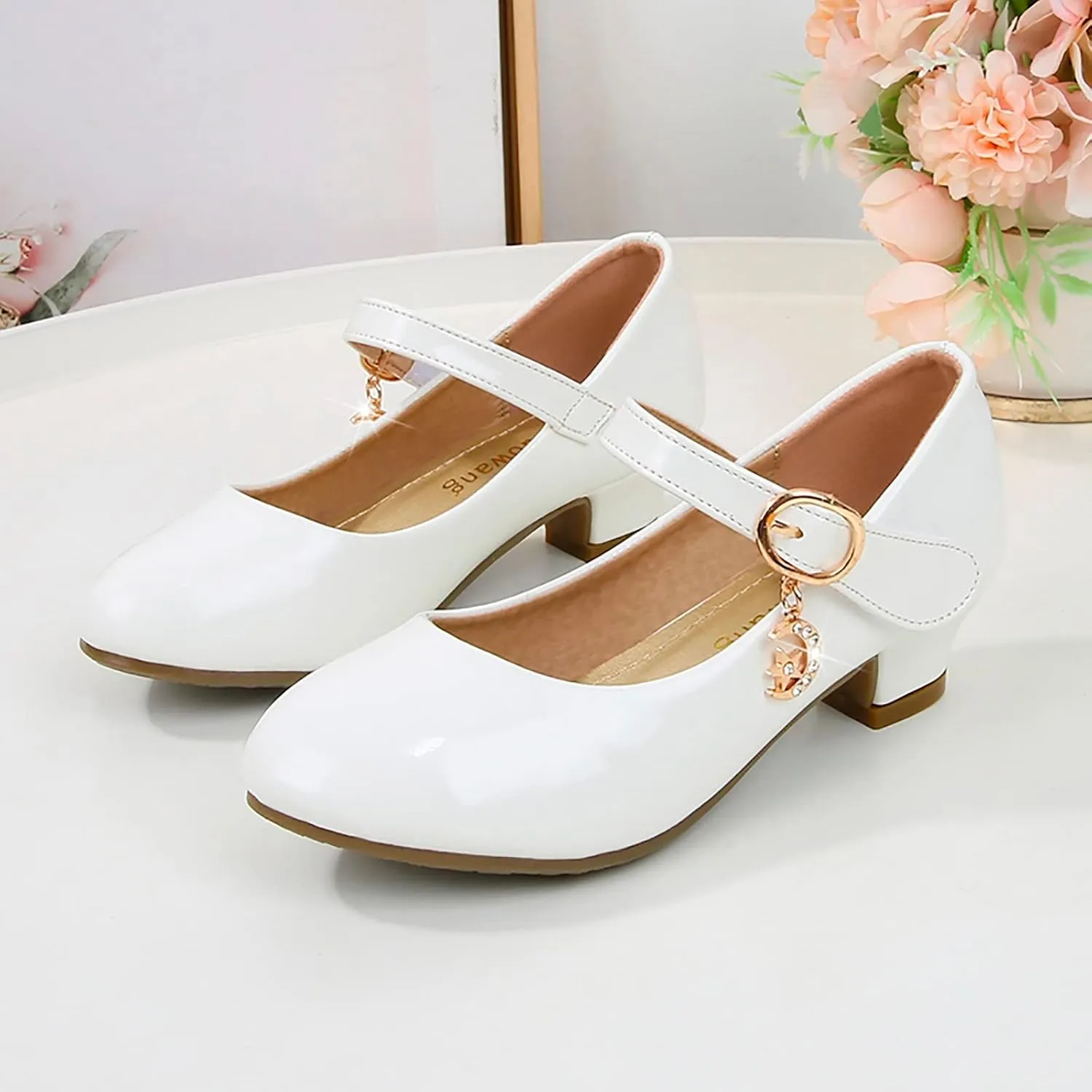 Girls High Heeled Shoes Princess Shoes Primary School Students Single Shoes Children Leather Shoes Girls Sandals