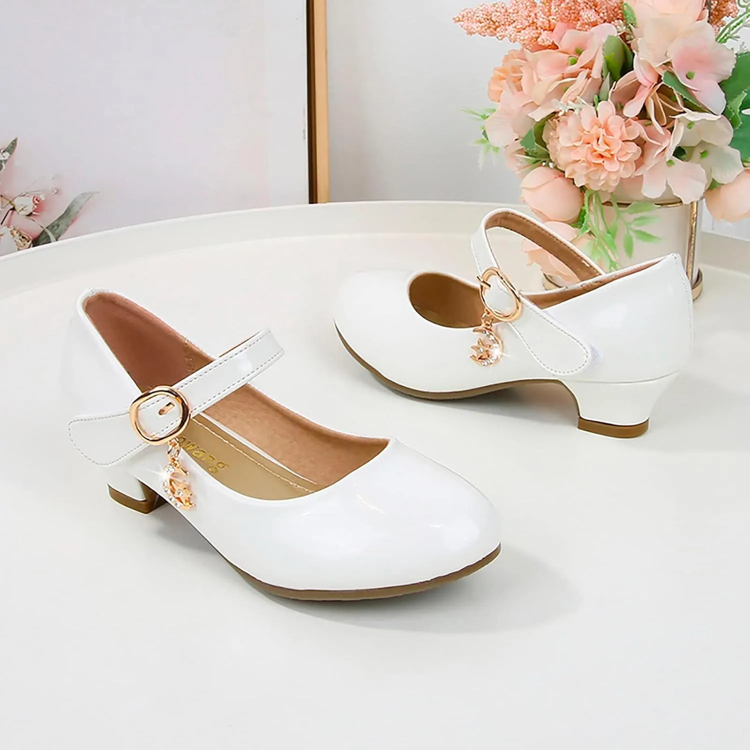 Girls High Heeled Shoes Princess Shoes Primary School Students Single Shoes Children Leather Shoes Girls Sandals