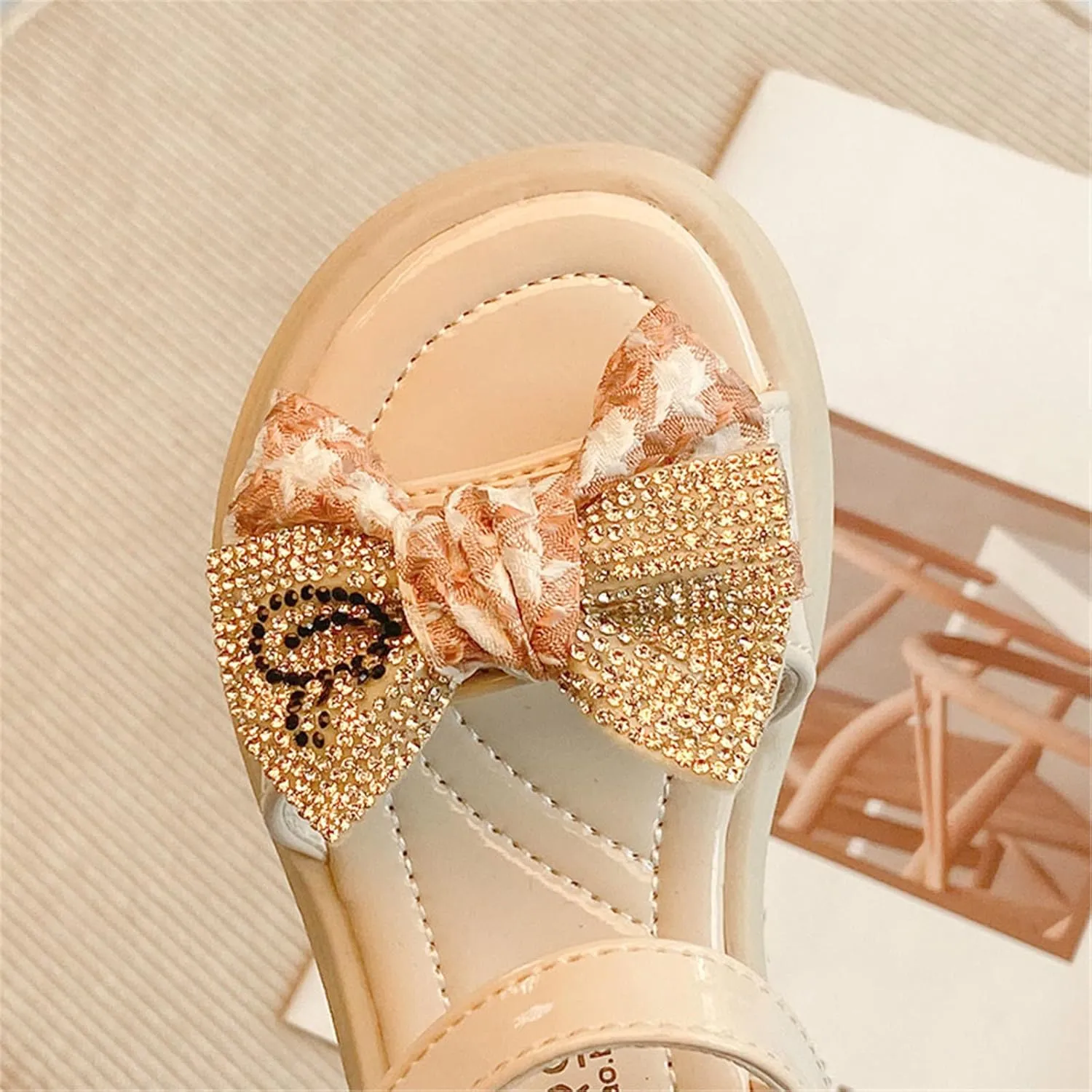 Girls Leather Rhinestones Bow Design Soft Toe Princess Dress Flat Fashion Winter Toddler Shoes Girls