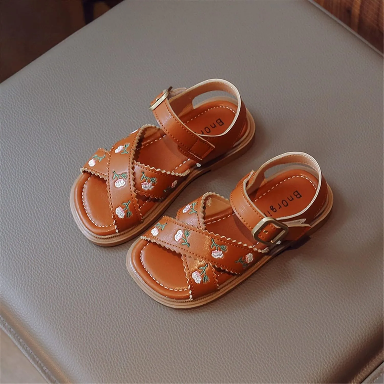 Girls No Heels Shoes Embroidered Princess Dress Shoes Slip On School Party Little Girls Flip Flops Size 11
