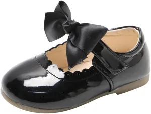 Girls Patent Mary Jane Dress Shoes Toddler Kids Girls Ballerina Princess Uniform Bowknot Flats for Wedding Party