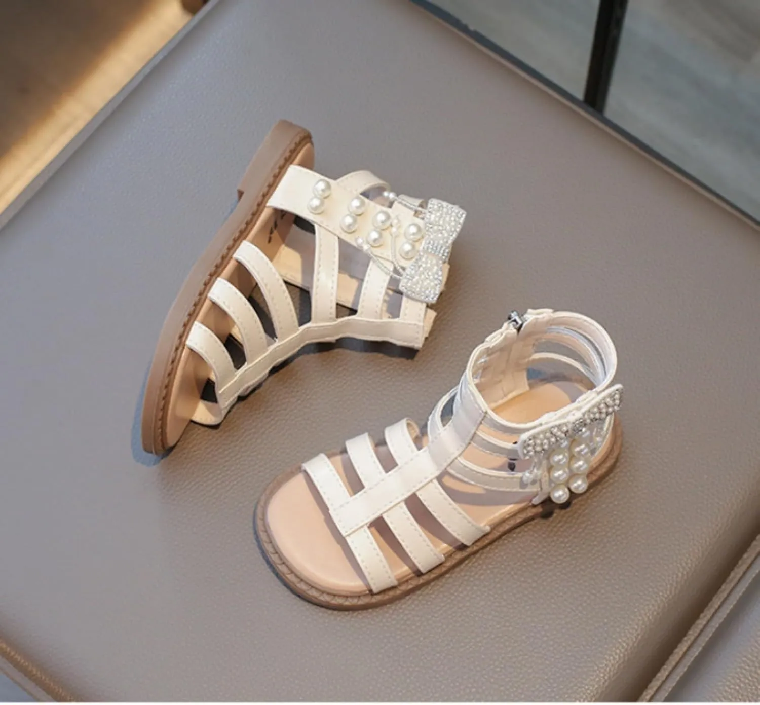 Girls Sandals Open Toe Breathable Summer Sandals with Heel Zipper Ankle Fashion Shoes