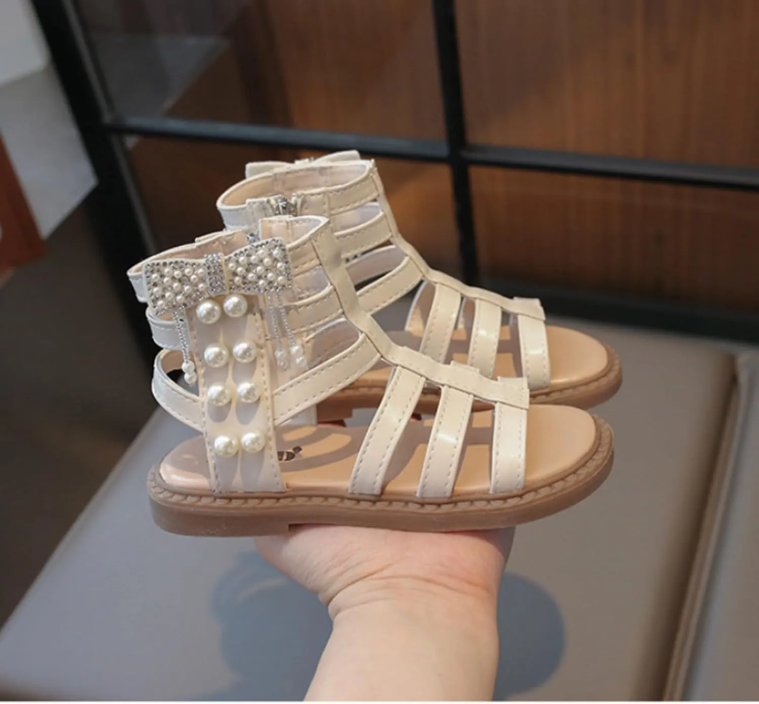 Girls Sandals Open Toe Breathable Summer Sandals with Heel Zipper Ankle Fashion Shoes