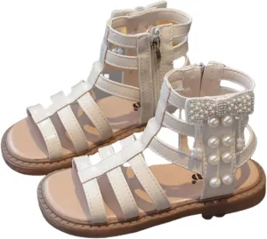 Girls Sandals Open Toe Breathable Summer Sandals with Heel Zipper Ankle Fashion Shoes
