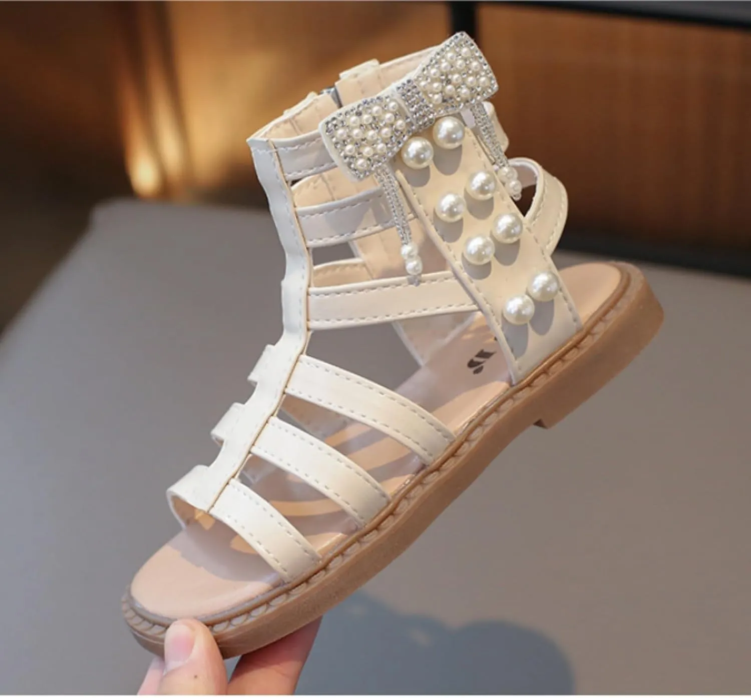 Girls Sandals Open Toe Breathable Summer Sandals with Heel Zipper Ankle Fashion Shoes
