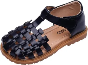 Girls Sandals Open Toe Mesh Weaving Design Shoe Flat Sandals Summer Dress Shoe Casual Beach Girl Shoes Size 13