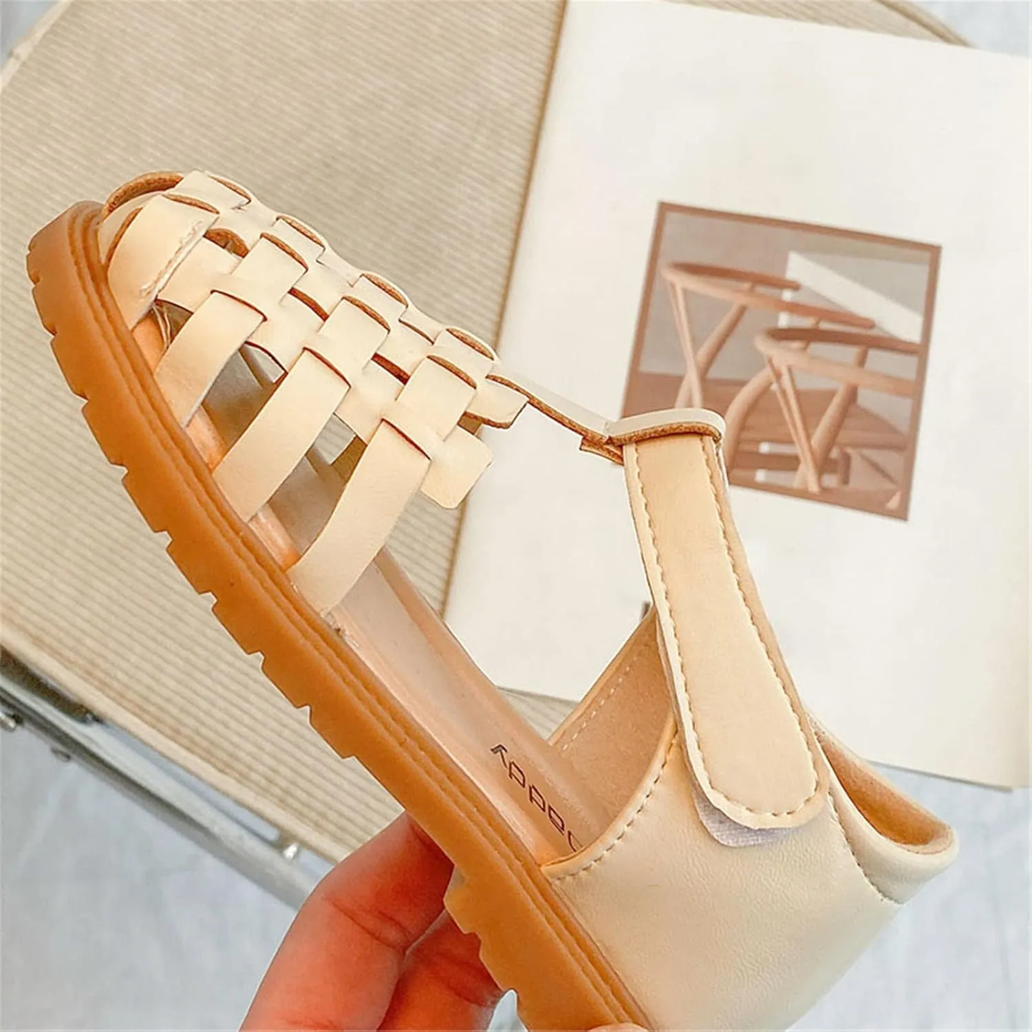 Girls Sandals Open Toe Mesh Weaving Design Shoe Flat Sandals Summer Dress Shoe Casual Beach Girl Shoes Size 13