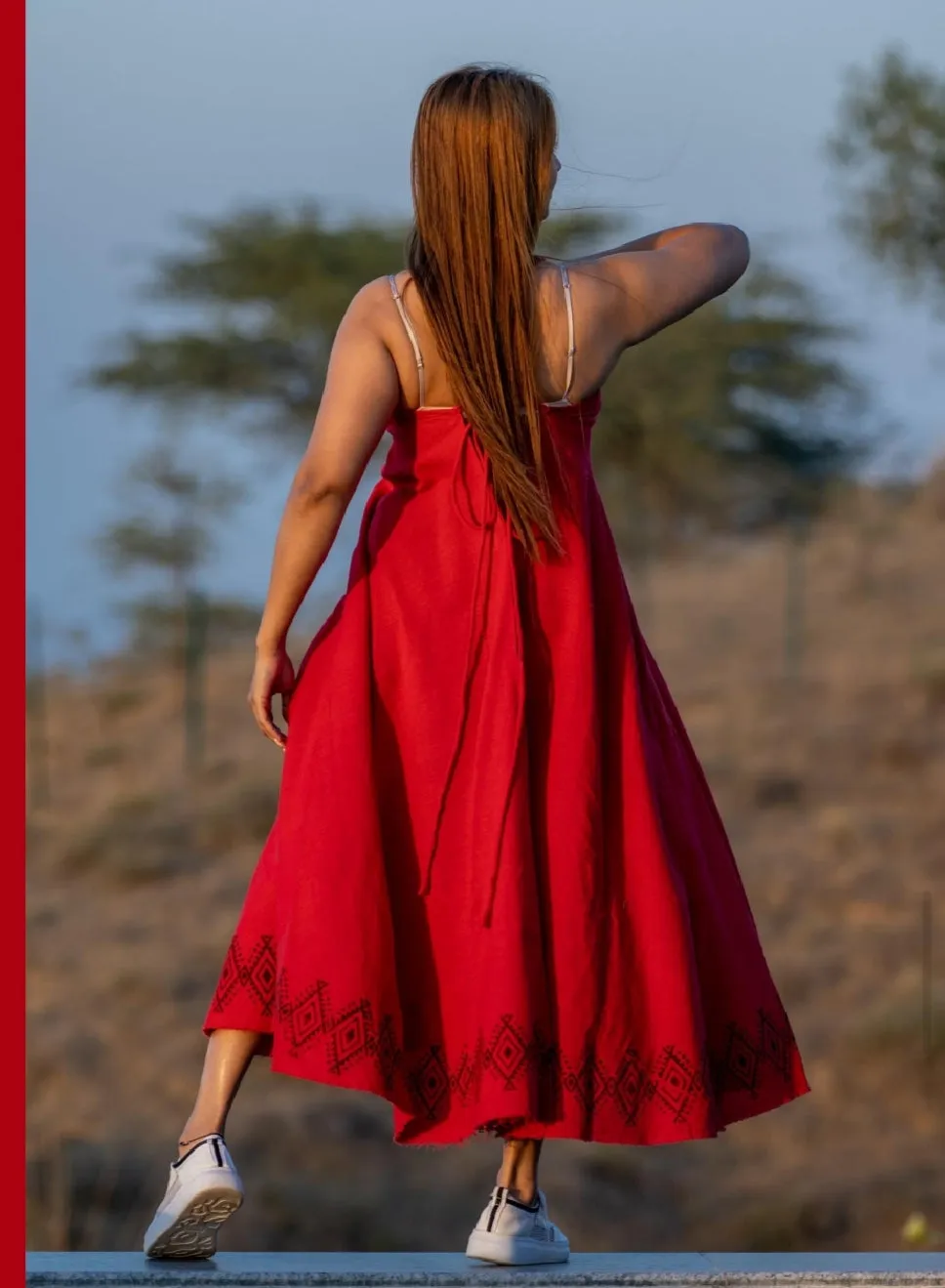Handwoven One Size Maxi Dress (Red)