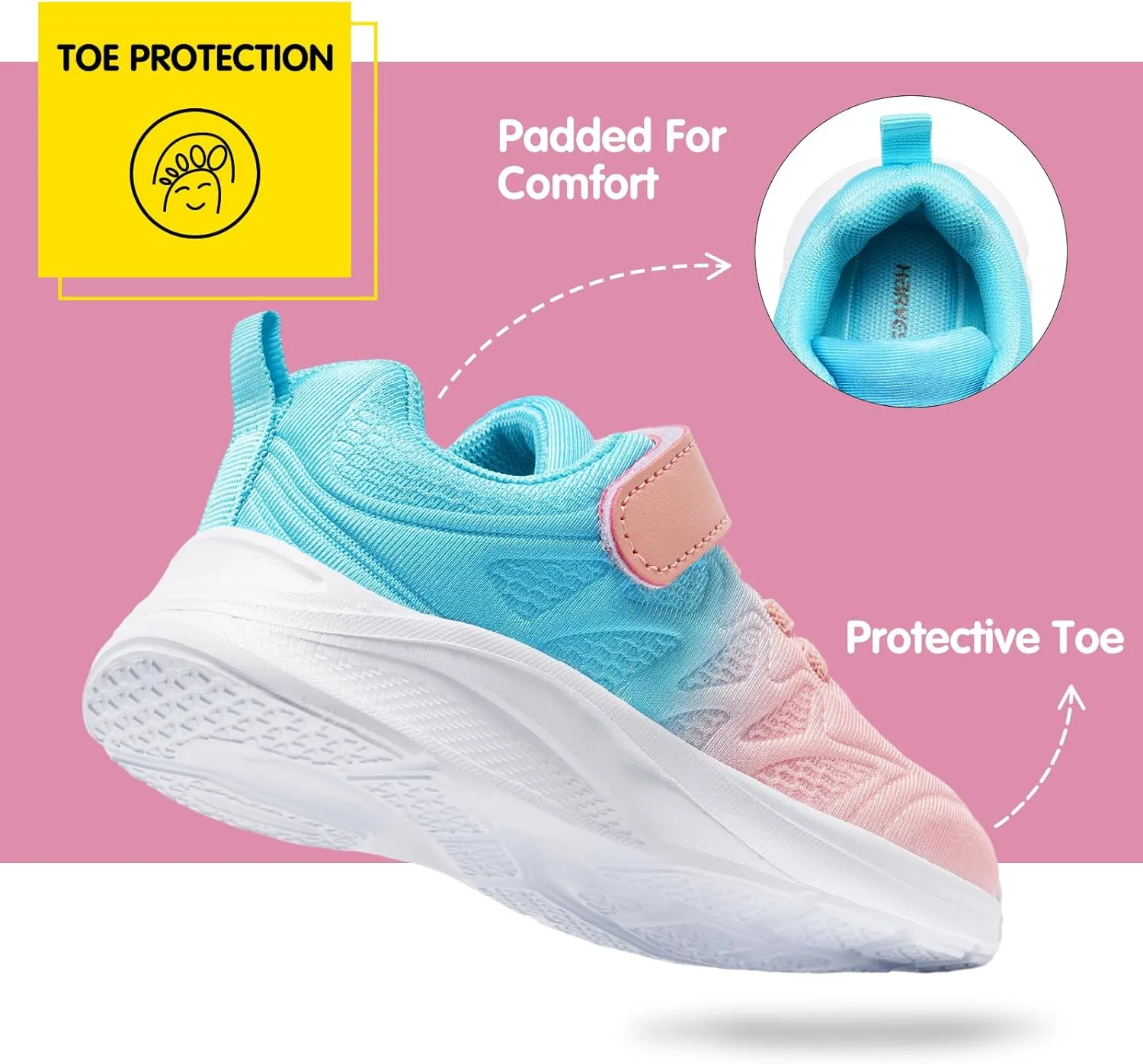 Harvest Land Toddler Glitter Tennis Shoes Slip On Boys Girls Sneakers Casual Running Shoes Woven Breathable with Soft Soled Sports Hook-Loop Outdoor Shoes