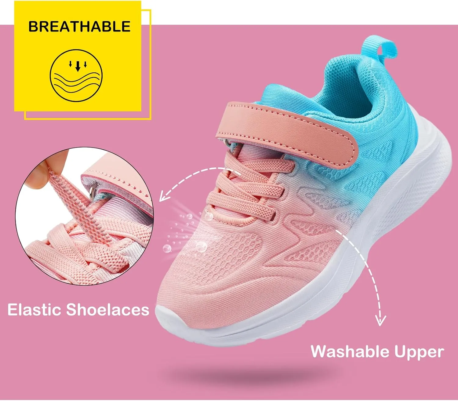 Harvest Land Toddler Glitter Tennis Shoes Slip On Boys Girls Sneakers Casual Running Shoes Woven Breathable with Soft Soled Sports Hook-Loop Outdoor Shoes