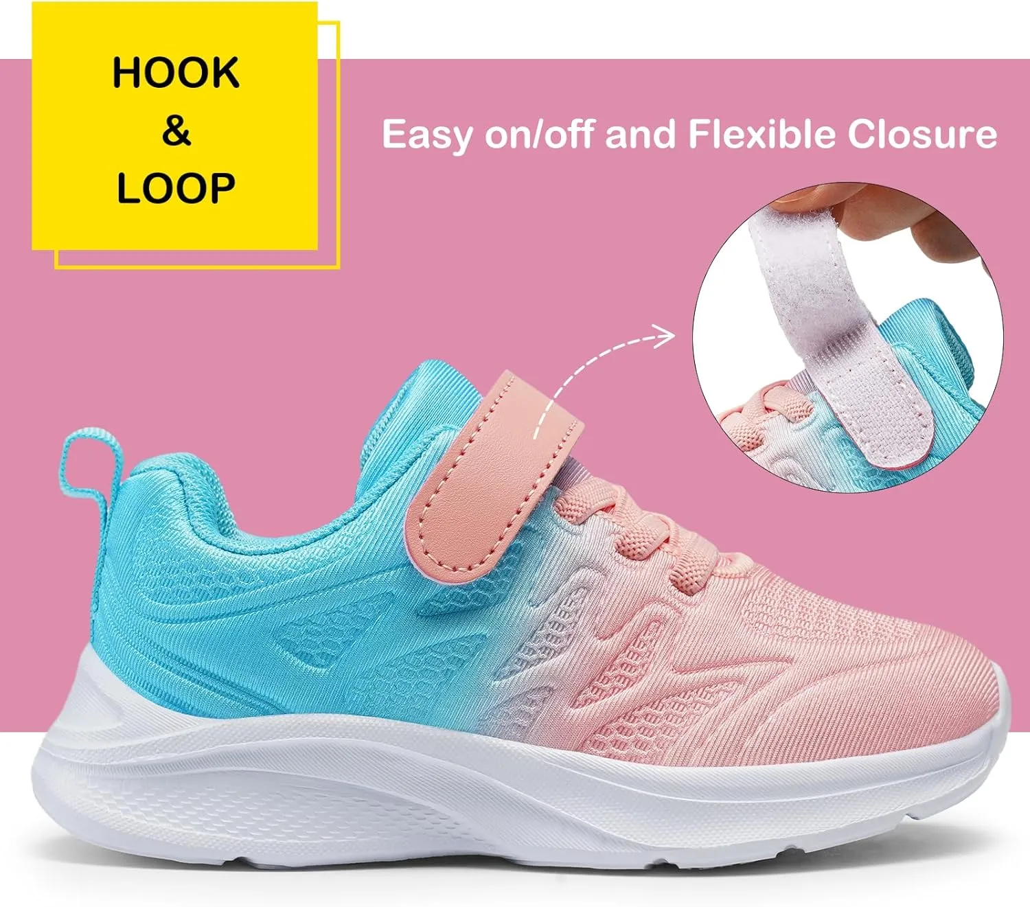 Harvest Land Toddler Glitter Tennis Shoes Slip On Boys Girls Sneakers Casual Running Shoes Woven Breathable with Soft Soled Sports Hook-Loop Outdoor Shoes