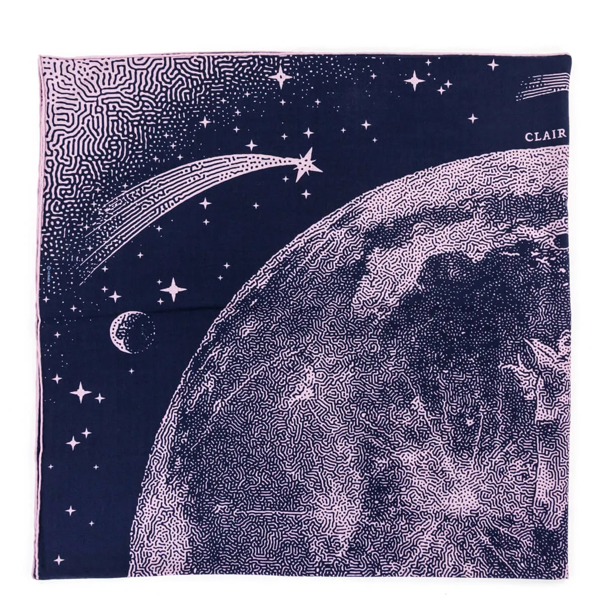 Hermes Navy & Vieux Rose Cashmere Clair De Lune Shawl 140