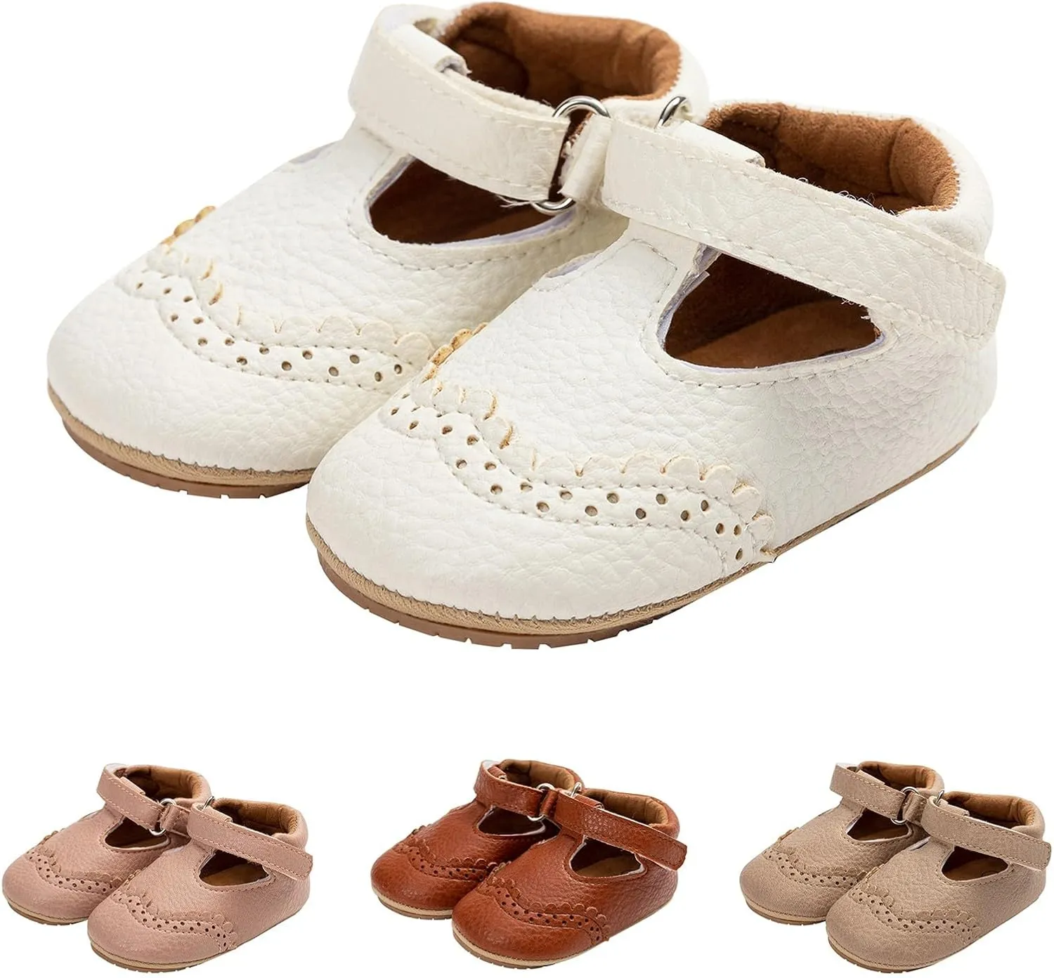 Infant Baby Girls Mary Jane Shoes Toddler First Walkers Soft Sole PU Leather Flats Princess Wedding Dress Shoes