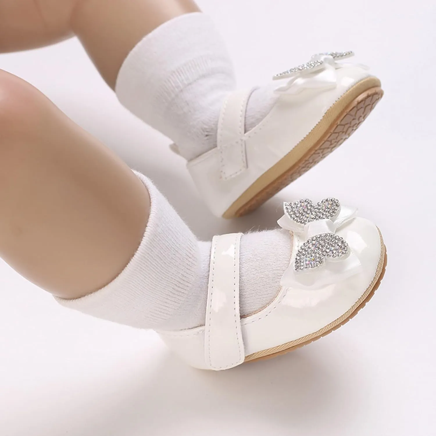 Infant Baby Girls Soft Sole Bowknot Princess Wedding Dress Mary Jane Flats Prewalker Newborn Cute Sneaker Shoes