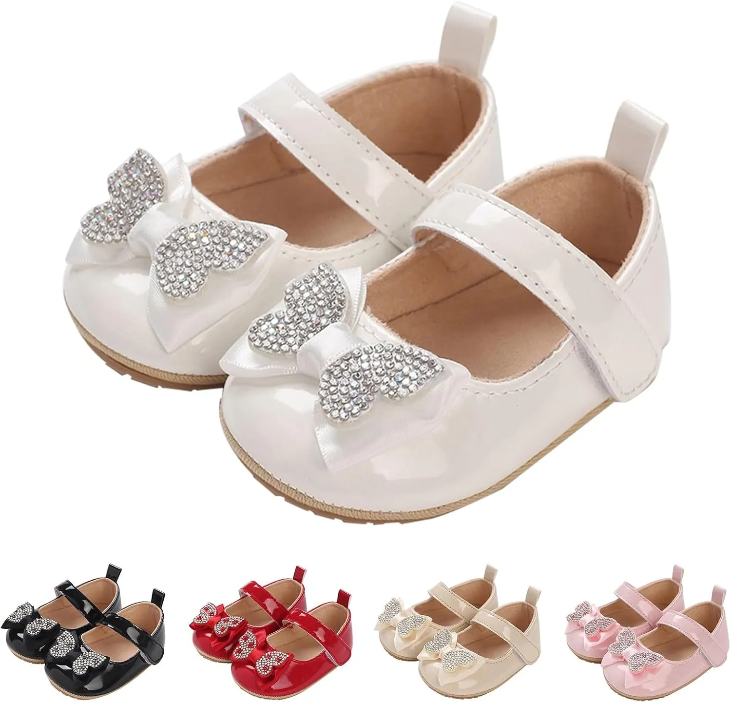 Infant Baby Girls Soft Sole Bowknot Princess Wedding Dress Mary Jane Flats Prewalker Newborn Cute Sneaker Shoes