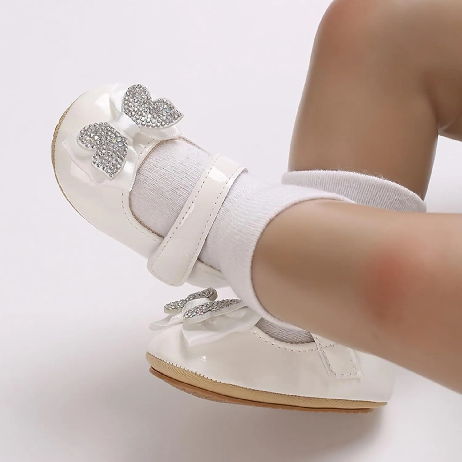 Infant Baby Girls Soft Sole Bowknot Princess Wedding Dress Mary Jane Flats Prewalker Newborn Cute Sneaker Shoes