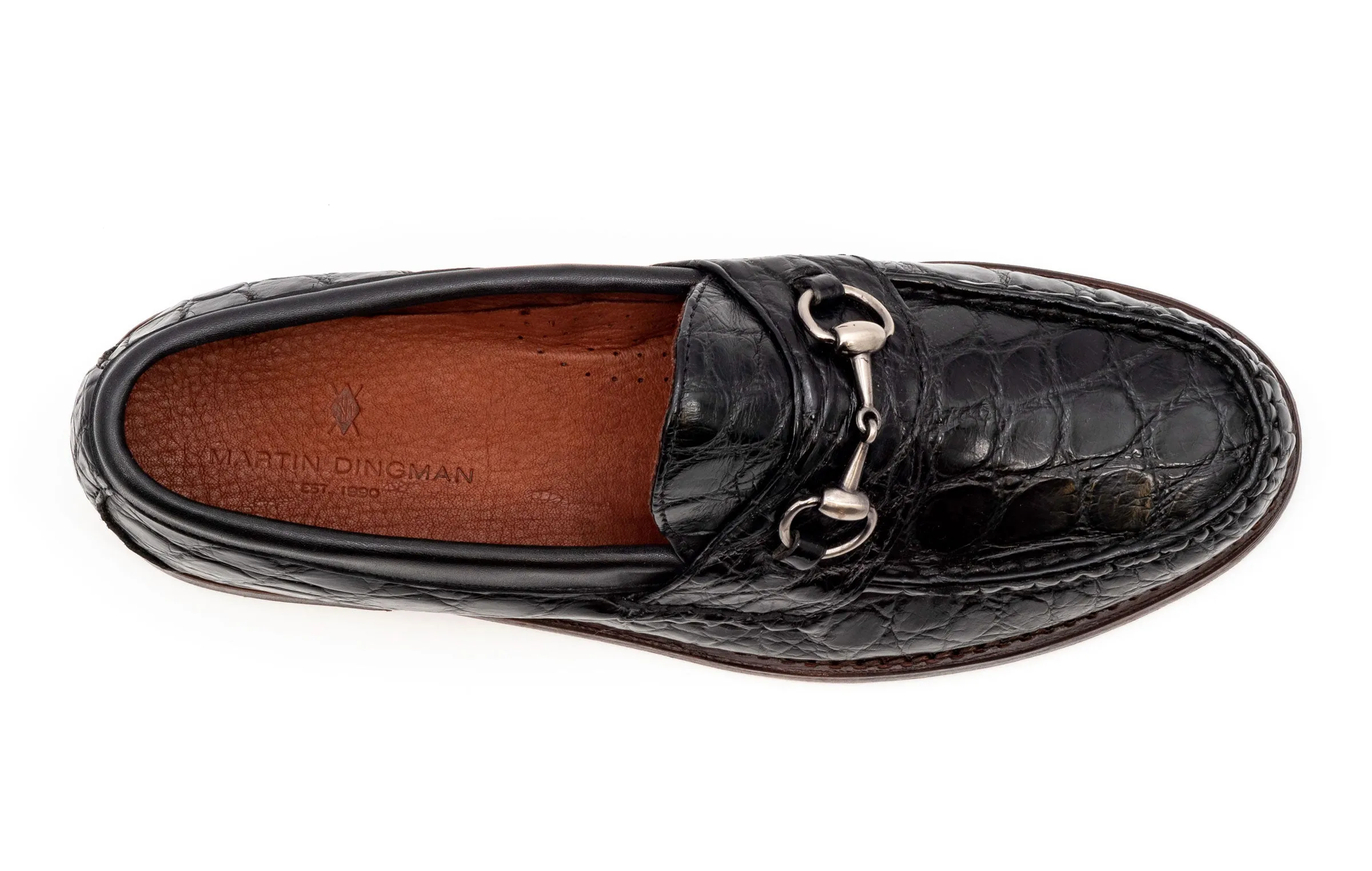 Jacob American Alligator Horse Bit Loafers - Black