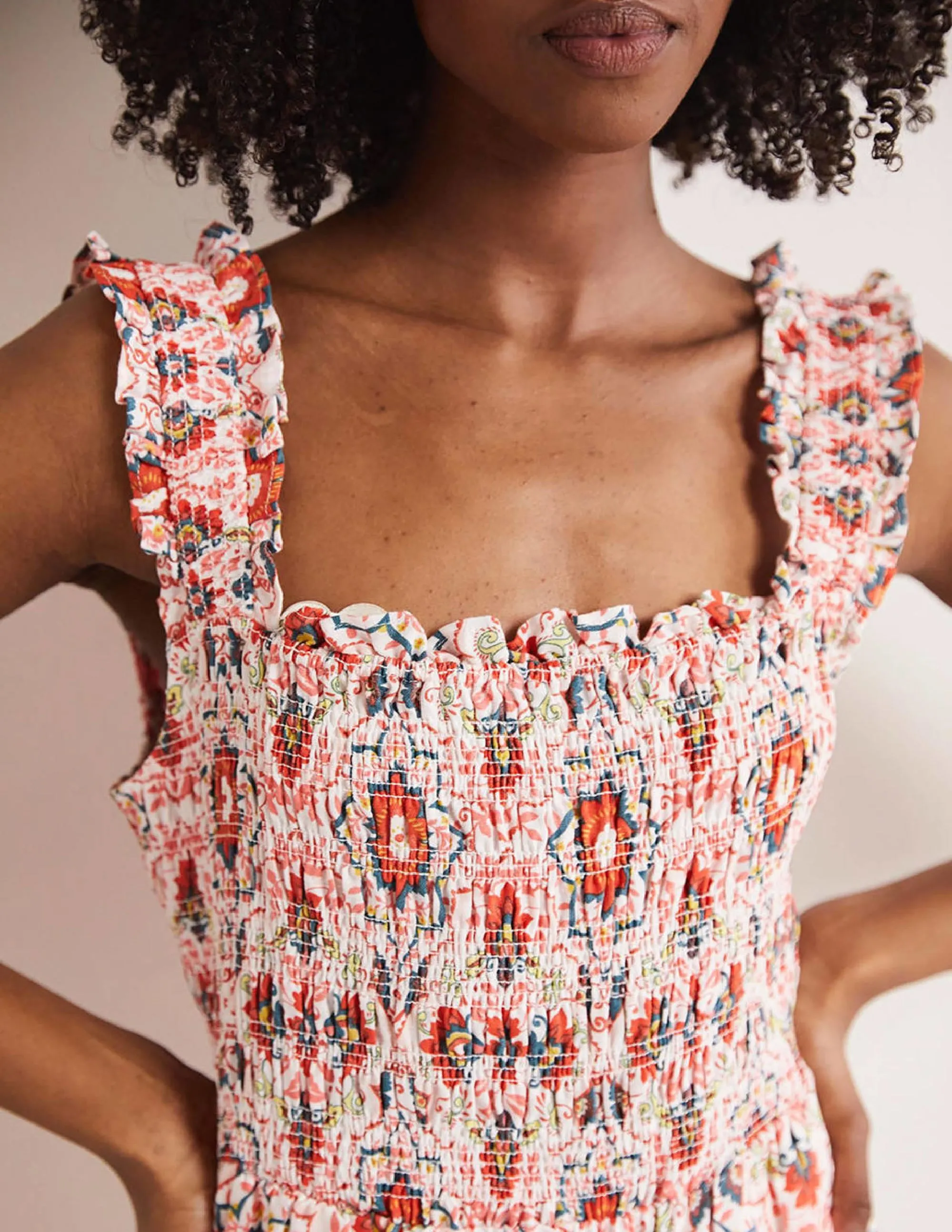 Jasmine Smocked Jumpsuit-Multi, Bloomsbury