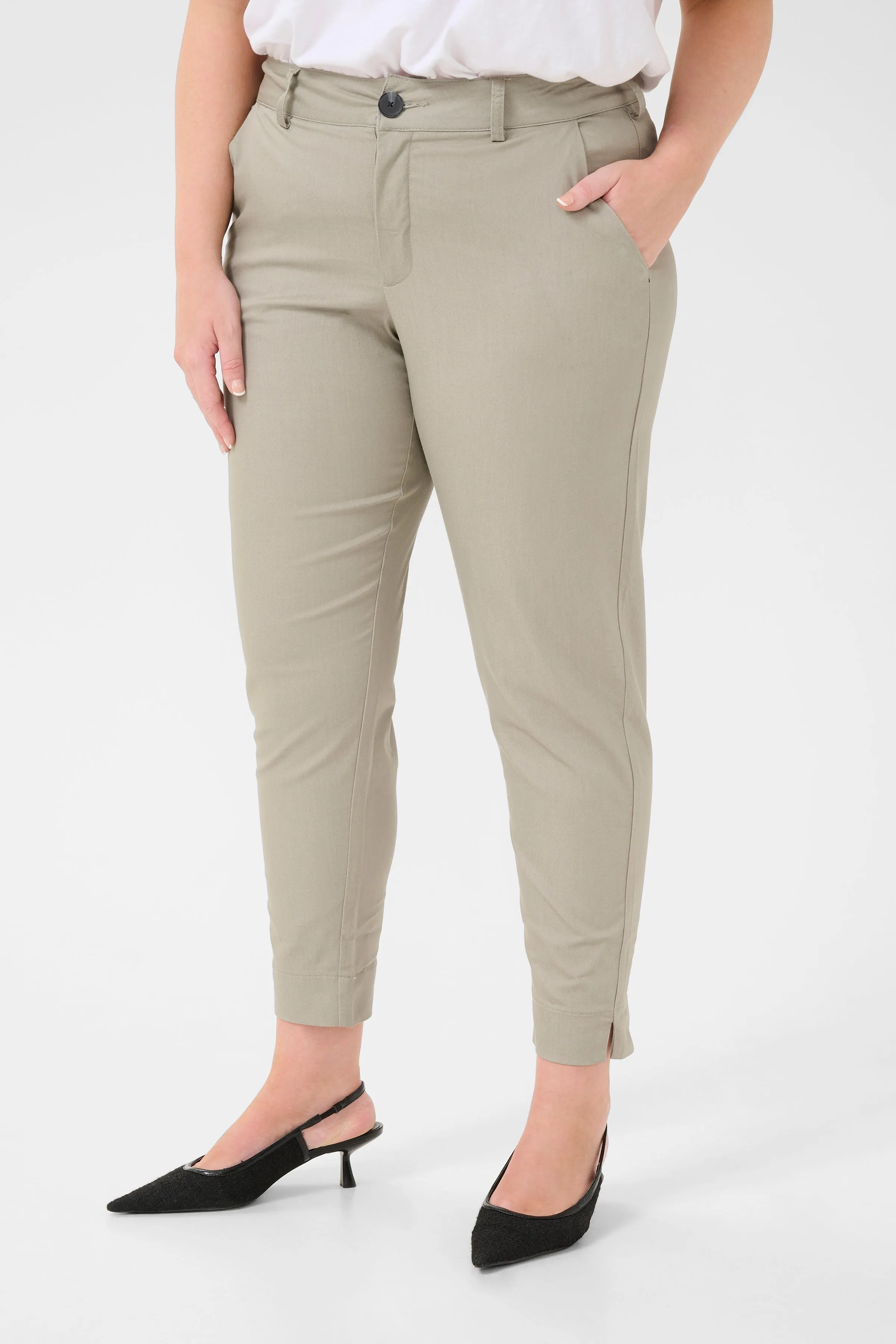 Kaffe Curve Leana Chino Pants in Grey