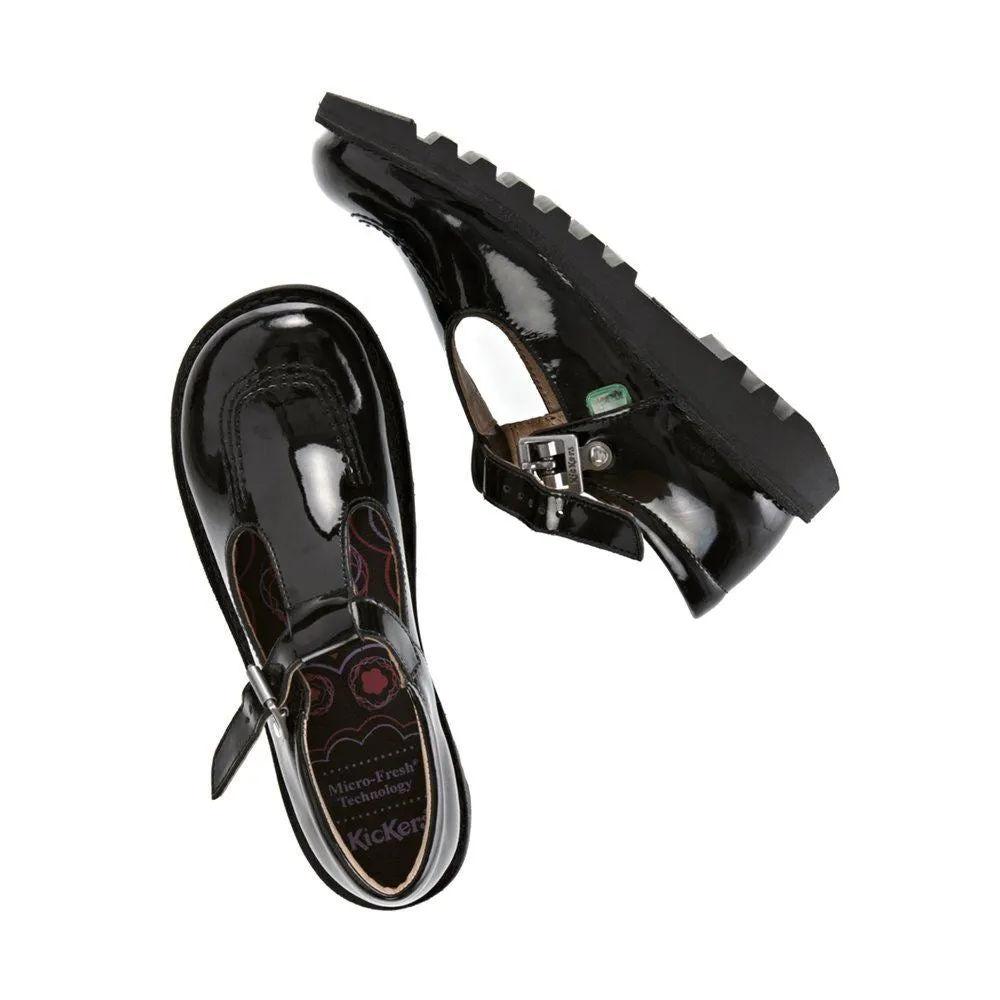 Kickers Classic Kick T-Bar Patent Black 112532 School Shoes