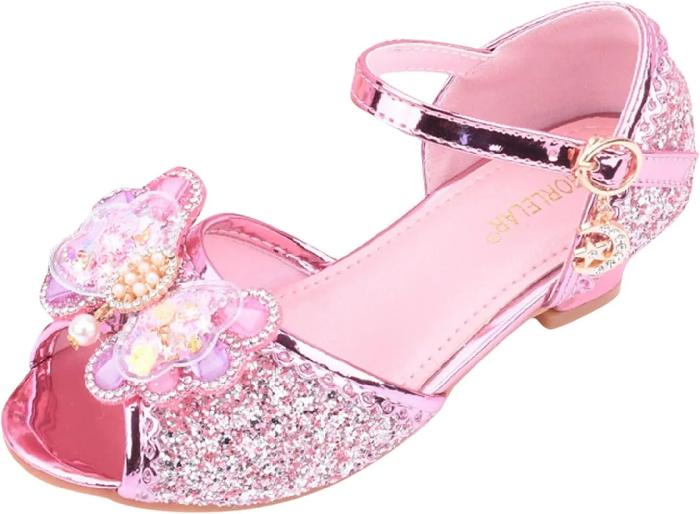 Kids Girls Glittler Butterfly Sandals Sequin hinestone Dress Shoes Little Kid Big Kid Low Heels Princess Shoes