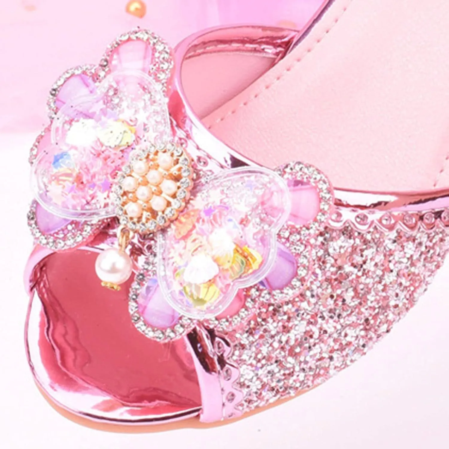 Kids Girls Glittler Butterfly Sandals Sequin hinestone Dress Shoes Little Kid Big Kid Low Heels Princess Shoes