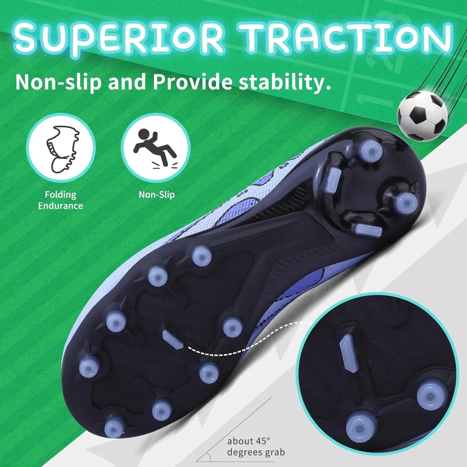 Kids Soccer Cleats Boys Football Cleats Girls Turf Soccer Shoes AG/FG