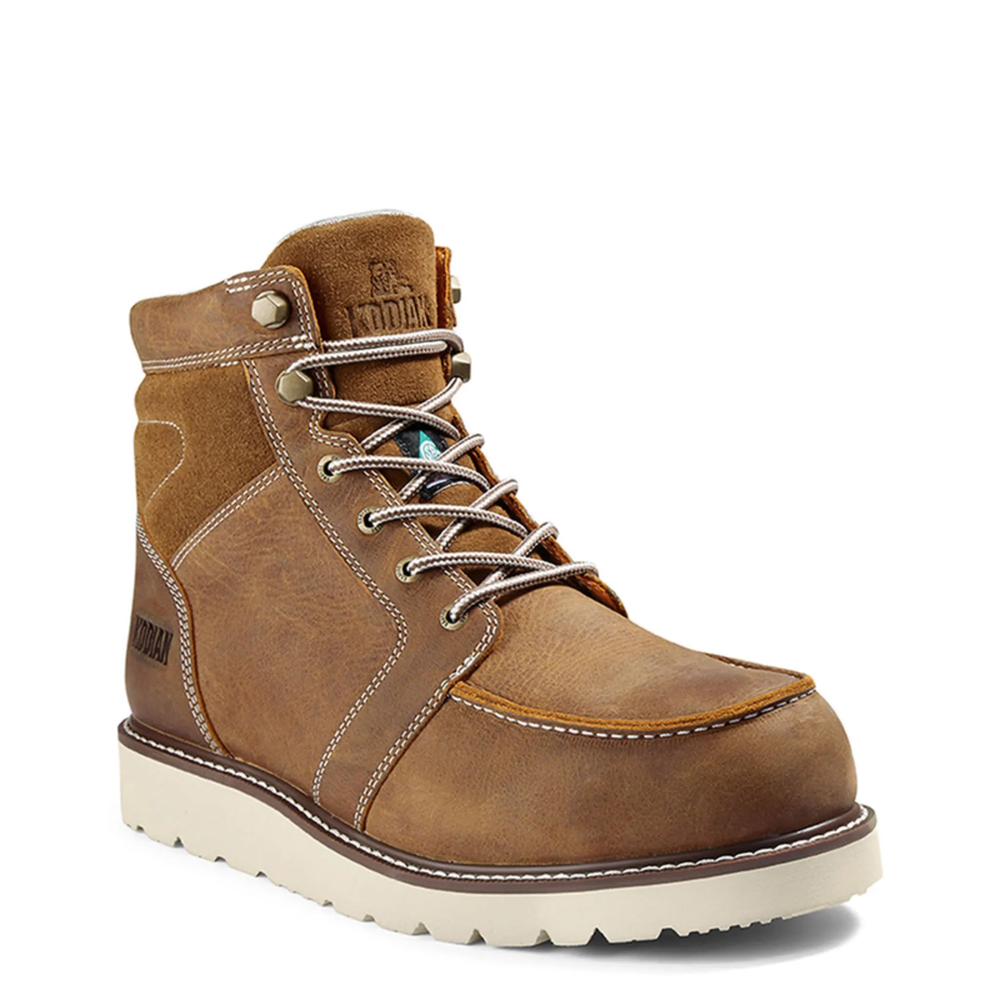 Kodiak Men's Safety Work Boots McKinney Wedge 6" Moccasin Rugged Full Grain Leather with Composite Toe and Plate | Sizes 7-15