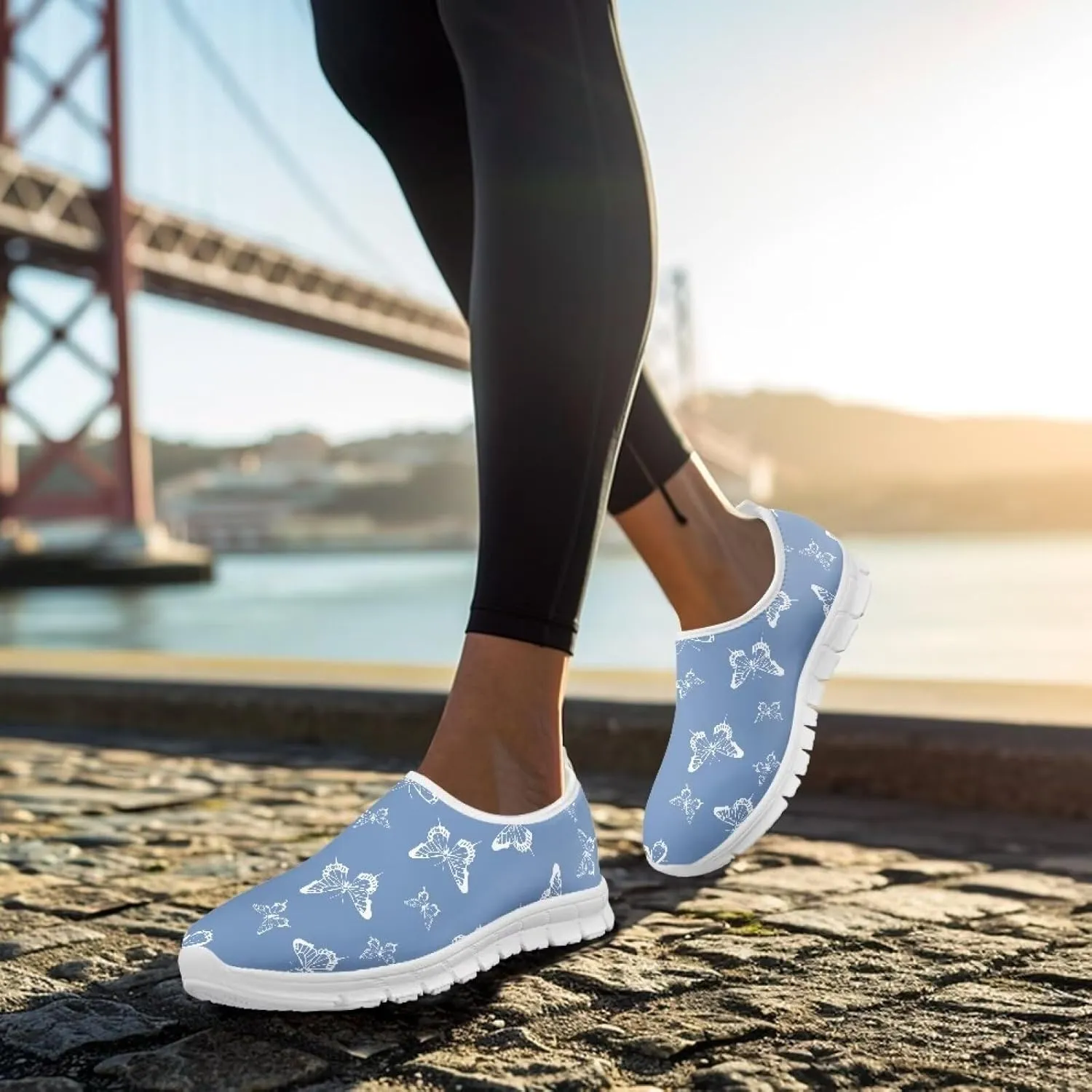 Lightweight Walking Shoes for Women Soft Breathable Non Slip Casual Shoes Slip On Comfort Sneakers Low Cut Loafers Running Sports Travel Shoes US 5.5-11.5