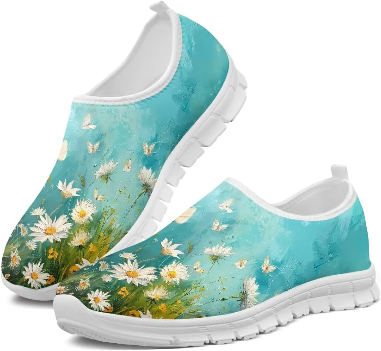 Lightweight Walking Shoes for Women Soft Breathable Non Slip Casual Shoes Slip On Comfort Sneakers Low Cut Loafers Running Sports Travel Shoes US 5.5-11.5
