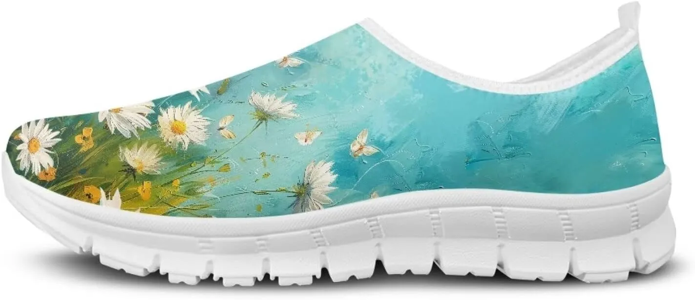 Lightweight Walking Shoes for Women Soft Breathable Non Slip Casual Shoes Slip On Comfort Sneakers Low Cut Loafers Running Sports Travel Shoes US 5.5-11.5
