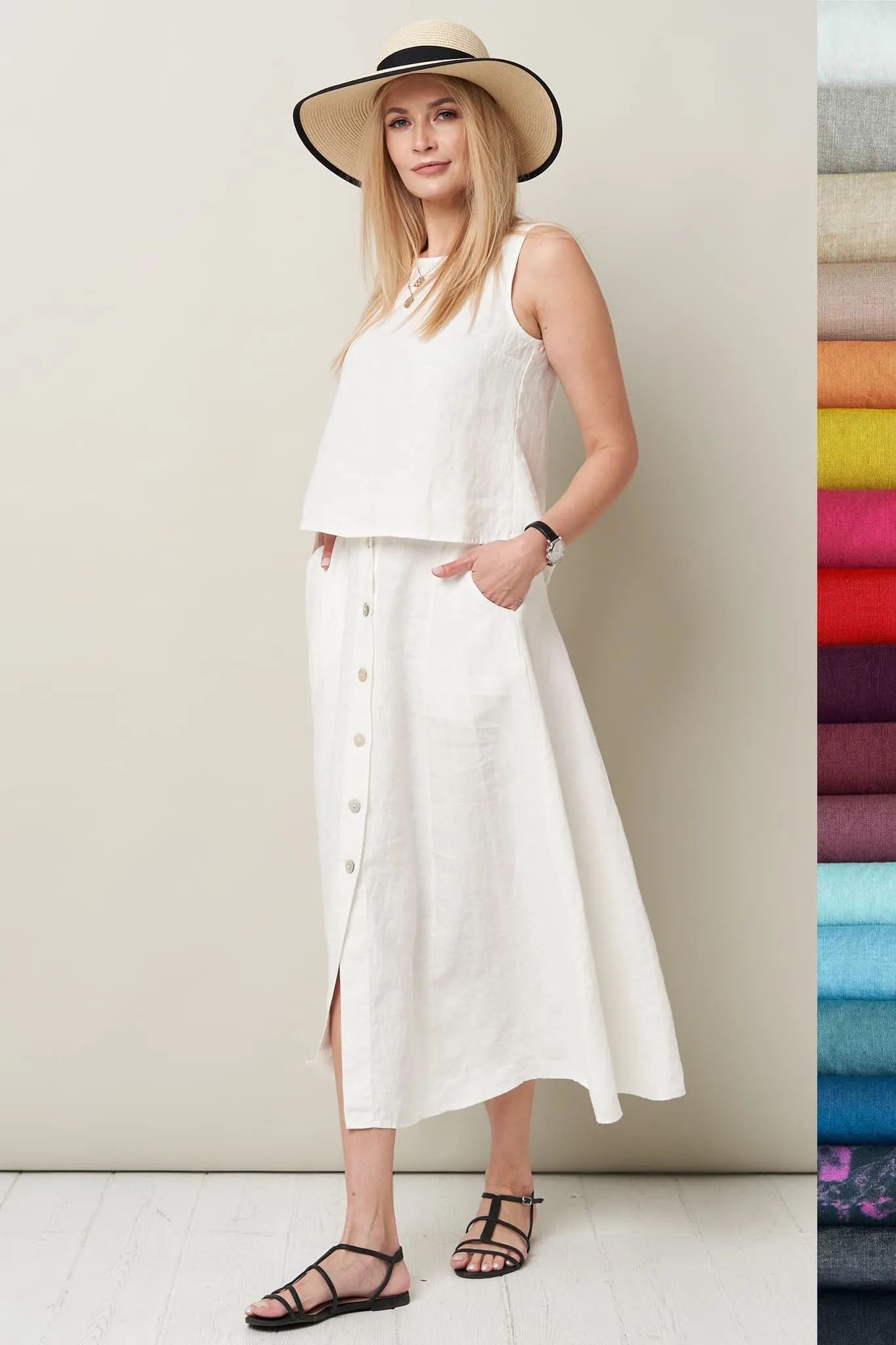 Linen skirt with buttons Kiki