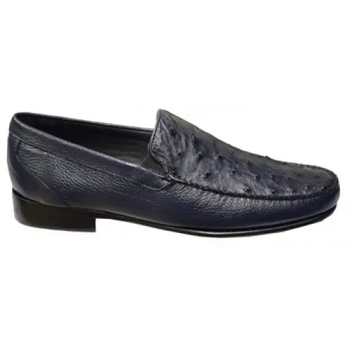 Lombardy Black Genuine Ostrich Quill Loafers A04