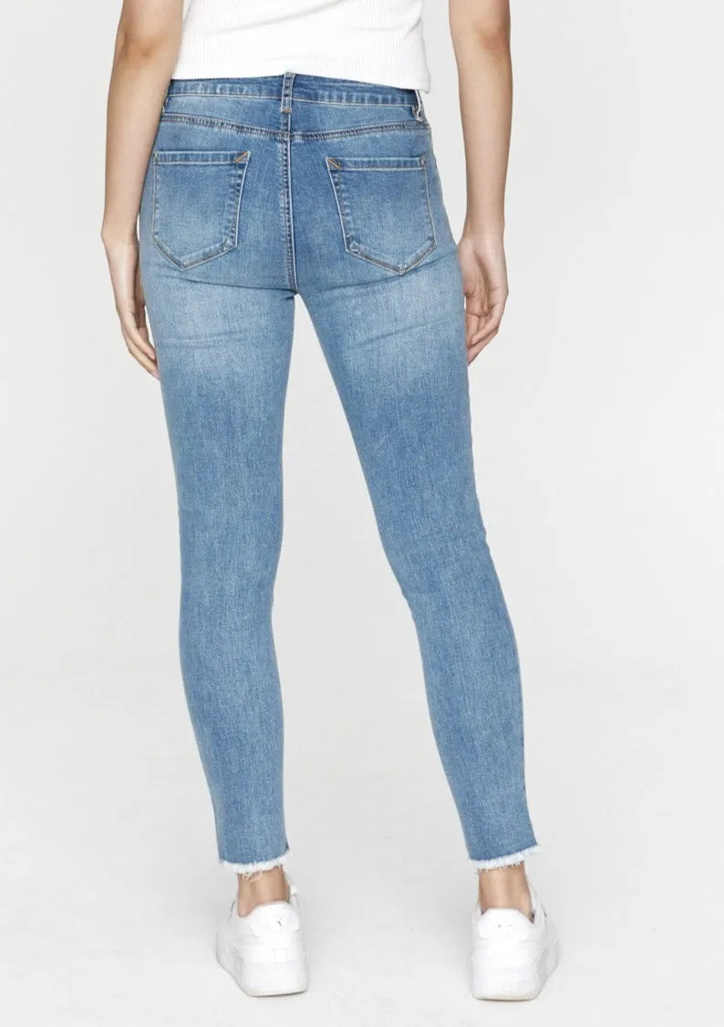 Lucia High Waist Jeans - Mid Blue (distressed)