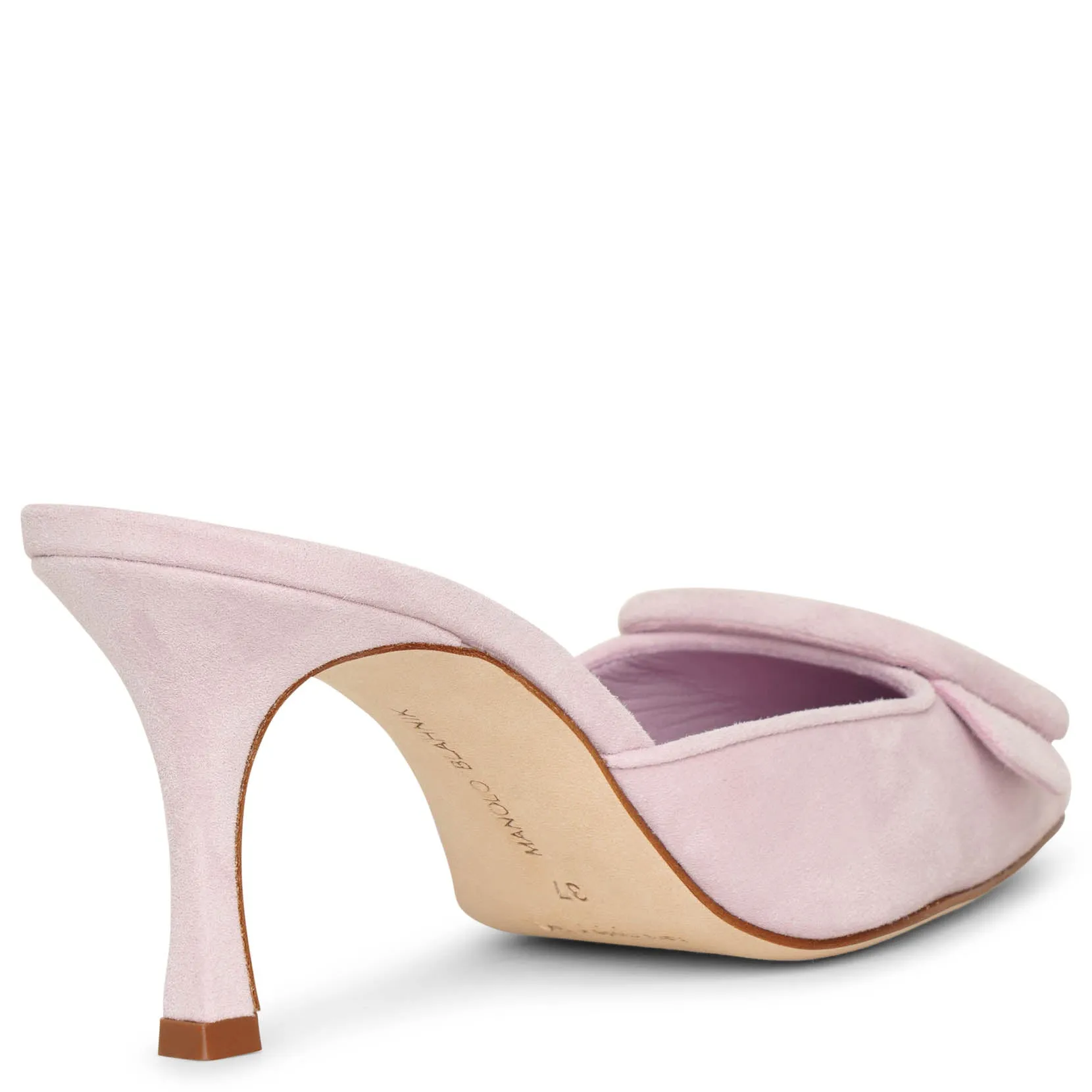 Maysale 70 light pink suede mules
