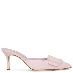 Maysale 70 light pink suede mules
